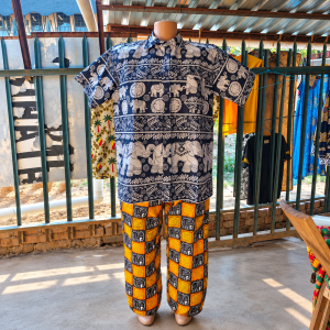 colorful batik mannequin market display