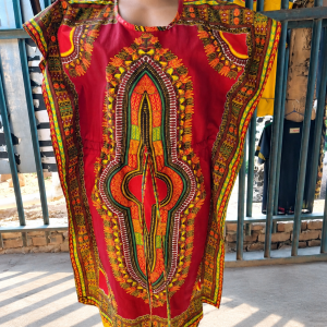 vibrant dashiki on concrete floor